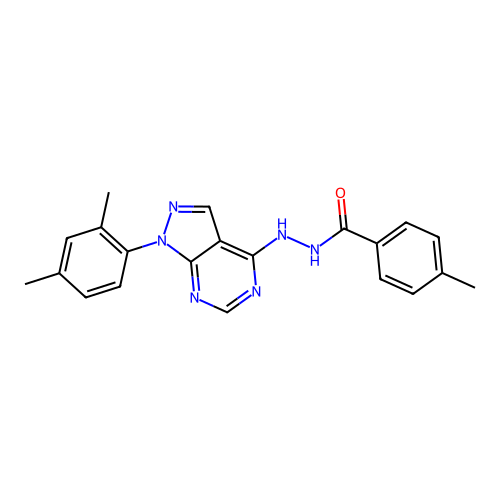 N'-[1-(2,4-dimethylphenyl)-1H-pyrazolo[3,4-d]pyrimidin-4-yl]-4-methylbenzohydrazide structure