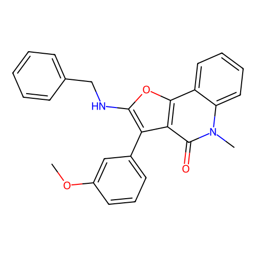 2-(benzylamino)-3-(3-methoxyphenyl)-5-methylfuro[3,2-c]quinolin-4(5H)-one structure