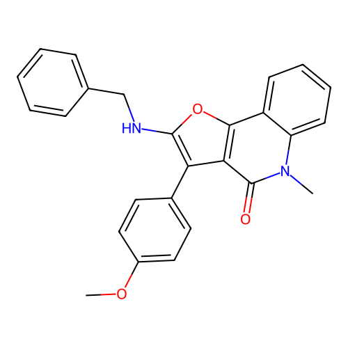 2-(benzylamino)-3-(4-methoxyphenyl)-5-methylfuro[3,2-c]quinolin-4(5H)-one structure