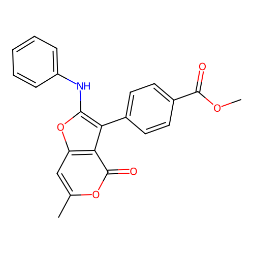 methyl 4-(6-methyl-4-oxo-2-(phenylamino)-4H-furo[3,2-c]pyran-3-yl)benzoate structure