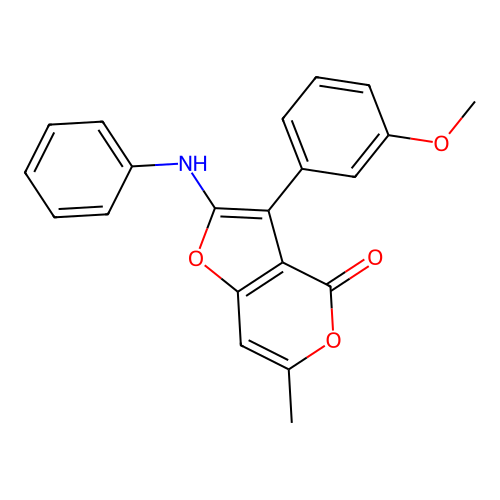 3-(3-methoxyphenyl)-6-methyl-2-(phenylamino)-4H-furo[3,2-c]pyran-4-one structure