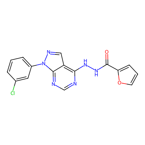 N'-[1-(3-chlorophenyl)pyrazolo[3,4-d]pyrimidin-4-yl]furan-2-carbohydrazide structure