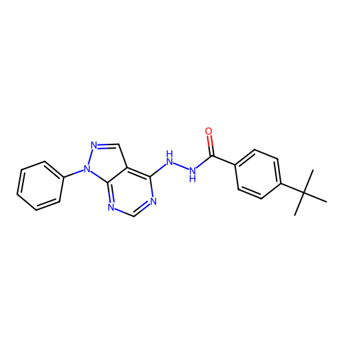 4-tert-butyl-N'-{1-phenyl-1H-pyrazolo[3,4-d]pyrimidin-4-yl}benzohydrazide structure