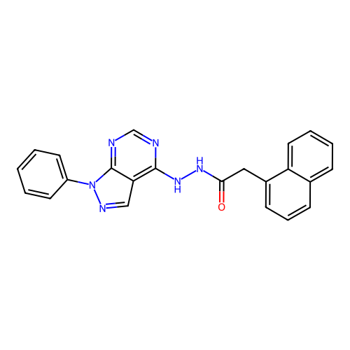 2-(naphthalen-1-yl)-N'-(1-phenyl-1H-pyrazolo[3,4-d]pyrimidin-4-yl)acetohydrazide structure