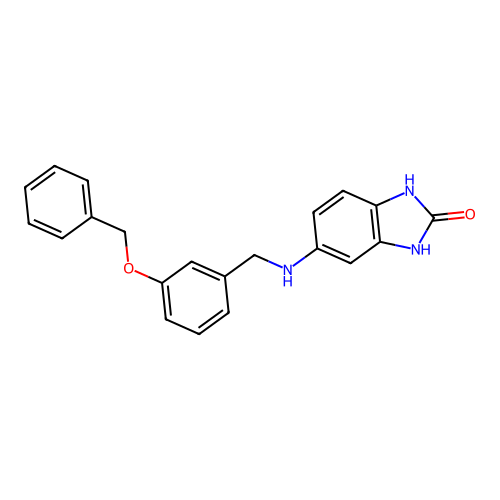 5-{[3-(benzyloxy)benzyl]amino}-1,3-dihydro-2H-benzimidazol-2-one structure