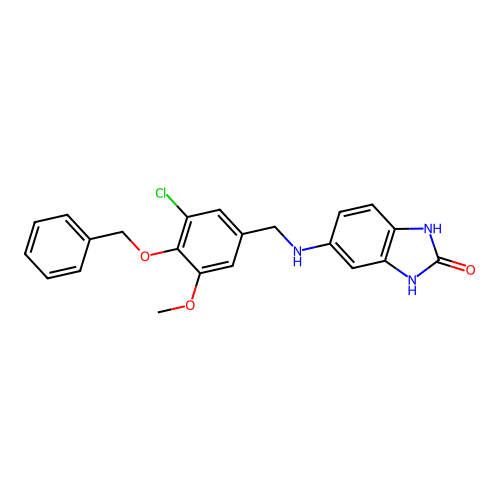 5-{[4-(benzyloxy)-3-chloro-5-methoxybenzyl]amino}-1,3-dihydro-2H-benzimidazol-2-one structure