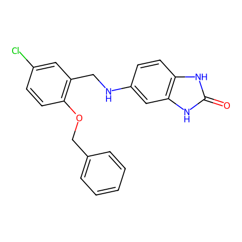 5-{[2-(benzyloxy)-5-chlorobenzyl]amino}-1,3-dihydro-2H-benzimidazol-2-one structure