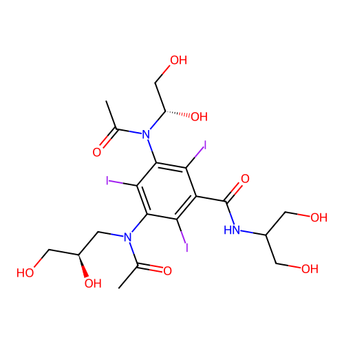 Isophthalamide, N,N'-bis(2-hydroxy-1-(hydroxymethyl)ethyl)-5-(N-(2,3-dihydroxypropyl)acetamido)-2,4,6-triiodo- structure