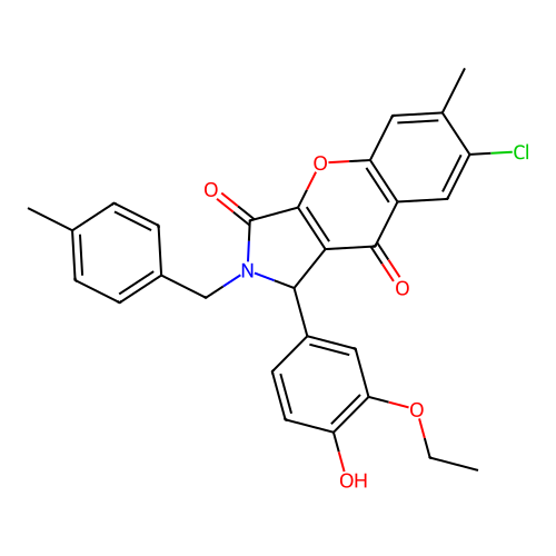 7-chloro-1-(3-ethoxy-4-hydroxyphenyl)-6-methyl-2-(4-methylbenzyl)-1,2-dihydrochromeno[2,3-c]pyrrole-3,9-dione structure