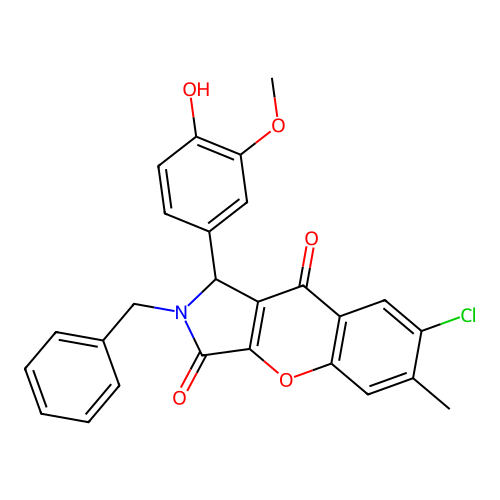 2-benzyl-7-chloro-1-(4-hydroxy-3-methoxyphenyl)-6-methyl-1,2-dihydrochromeno[2,3-c]pyrrole-3,9-dione structure