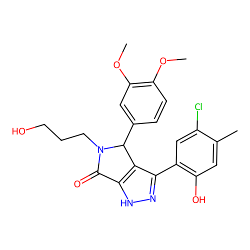 3-(5-chloro-2-hydroxy-4-methylphenyl)-4-(3,4-dimethoxyphenyl)-5-(3-hydroxypropyl)-4,5-dihydropyrrolo[3,4-c]pyrazol-6(2H)-one structure