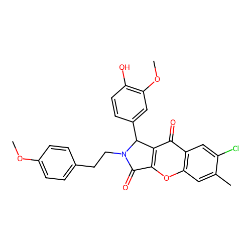 7-chloro-1-(4-hydroxy-3-methoxyphenyl)-2-[2-(4-methoxyphenyl)ethyl]-6-methyl-1,2-dihydrochromeno[2,3-c]pyrrole-3,9-dione structure