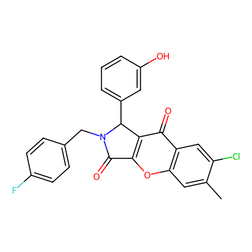 7-chloro-2-(4-fluorobenzyl)-1-(3-hydroxyphenyl)-6-methyl-1,2-dihydrochromeno[2,3-c]pyrrole-3,9-dione structure