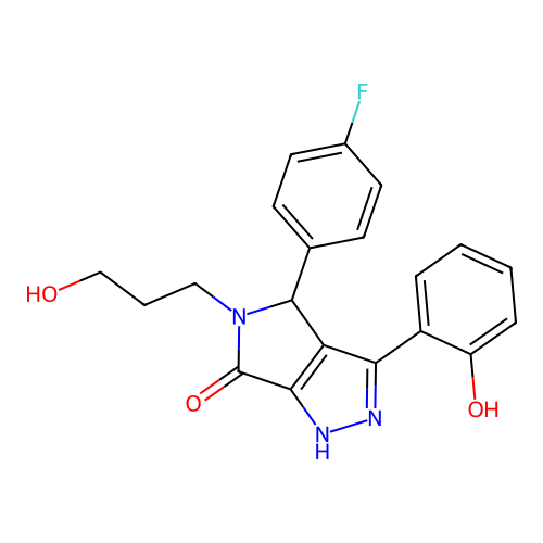 4-(4-fluorophenyl)-3-(2-hydroxyphenyl)-5-(3-hydroxypropyl)-4,5-dihydropyrrolo[3,4-c]pyrazol-6(2H)-one structure