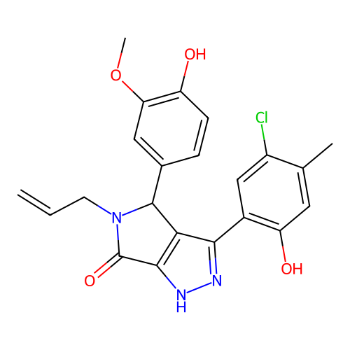 3-(5-chloro-2-hydroxy-4-methylphenyl)-4-(4-hydroxy-3-methoxyphenyl)-5-(prop-2-en-1-yl)-4,5-dihydropyrrolo[3,4-c]pyrazol-6(2H)-one structure