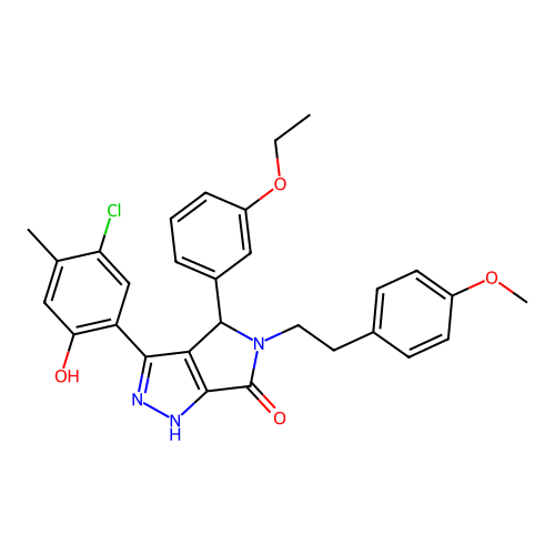 3-(5-chloro-2-hydroxy-4-methylphenyl)-4-(3-ethoxyphenyl)-5-[2-(4-methoxyphenyl)ethyl]-4,5-dihydropyrrolo[3,4-c]pyrazol-6(2H)-one structure