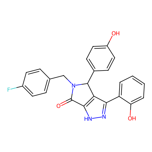 5-(4-fluorobenzyl)-3-(2-hydroxyphenyl)-4-(4-hydroxyphenyl)-4,5-dihydropyrrolo[3,4-c]pyrazol-6(2H)-one structure
