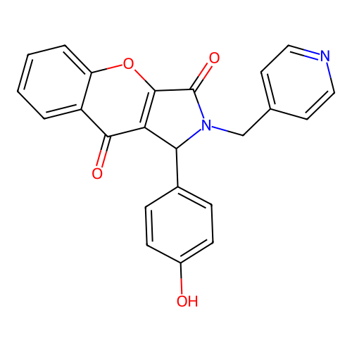 1-(4-hydroxyphenyl)-2-(pyridin-4-ylmethyl)-1,2-dihydrochromeno[2,3-c]pyrrole-3,9-dione structure