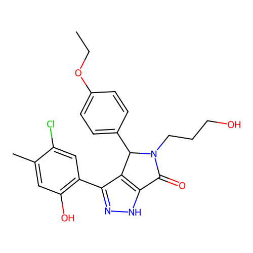 3-(5-chloro-2-hydroxy-4-methylphenyl)-4-(4-ethoxyphenyl)-5-(3-hydroxypropyl)-4,5-dihydropyrrolo[3,4-c]pyrazol-6(2H)-one structure