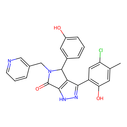 3-(5-chloro-2-hydroxy-4-methylphenyl)-4-(3-hydroxyphenyl)-5-(pyridin-3-ylmethyl)-4,5-dihydropyrrolo[3,4-c]pyrazol-6(2H)-one structure