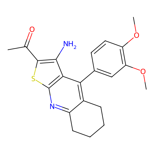 1-[3-amino-4-(3,4-dimethoxyphenyl)-5,6,7,8-tetrahydrothieno[2,3-b]quinolin-2-yl]ethanone structure