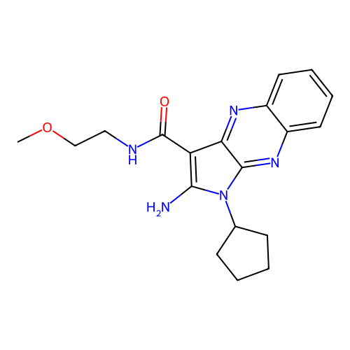 2-amino-1-cyclopentyl-N-(2-methoxyethyl)-1H-pyrrolo[2,3-b]quinoxaline-3-carboxamide structure