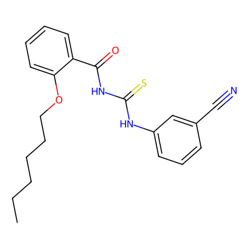 N-[[(3-Cyanophenyl)amino]thioxomethyl]-2-(hexyloxy)benzamide structure