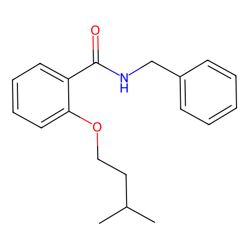 N-benzyl-2-(3-methylbutoxy)benzamide structure