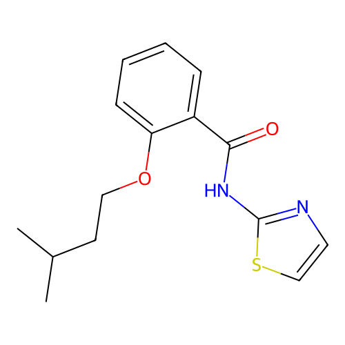 2-(3-methylbutoxy)-N-(1,3-thiazol-2-yl)benzamide structure