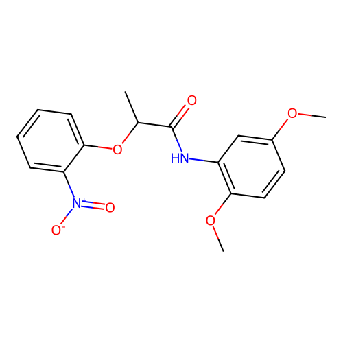 N-(2,5-dimethoxyphenyl)-2-(2-nitrophenoxy)propanamide structure