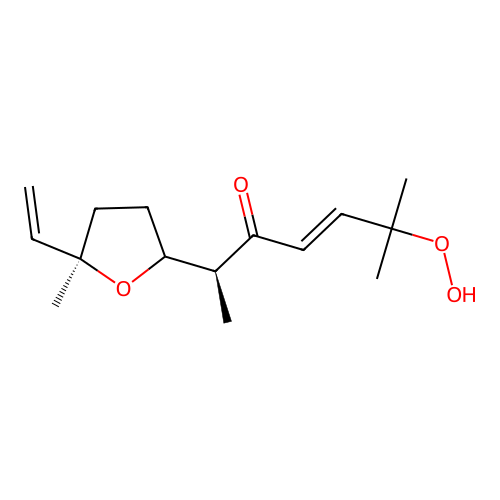 4-Hepten-3-one, 2-((2S,5R)-5-ethenyltetrahydro-5-methyl-2-furanyl)-6-hydroperoxy-6-methyl-, (2S,4E)- structure