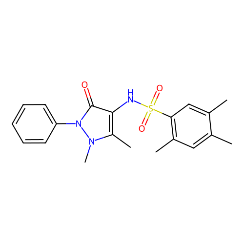 N-(1,5-dimethyl-3-oxo-2-phenylpyrazol-4-yl)-2,4,5-trimethylbenzenesulfonamide structure
