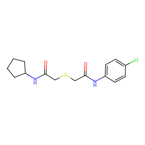 2-[2-(4-chloroanilino)-2-oxoethyl]sulfanyl-N-cyclopentylacetamide structure