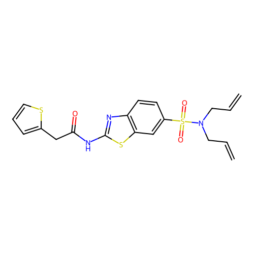 N-(6-(N,N-diallylsulfamoyl)benzo[d]thiazol-2-yl)-2-(thiophen-2-yl)acetamide structure