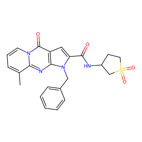 1-benzyl-N-(1,1-dioxidotetrahydrothiophen-3-yl)-9-methyl-4-oxo-1,4-dihydropyrido[1,2-a]pyrrolo[2,3-d]pyrimidine-2-carboxamide structure