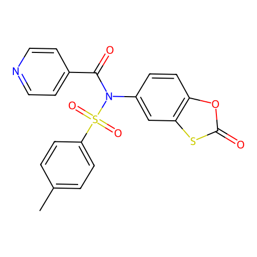 N-(2-oxobenzo[d][1,3]oxathiol-5-yl)-N-tosylisonicotinamide structure