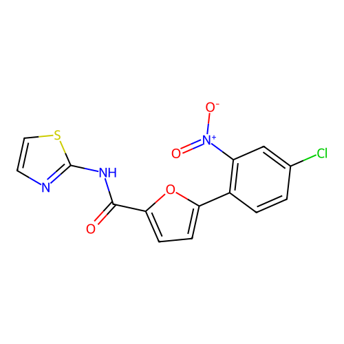 5-(4-chloro-2-nitrophenyl)-N-(1,3-thiazol-2-yl)furan-2-carboxamide structure