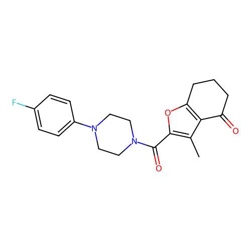2-{[4-(4-fluorophenyl)piperazin-1-yl]carbonyl}-3-methyl-6,7-dihydro-1-benzofuran-4(5H)-one structure