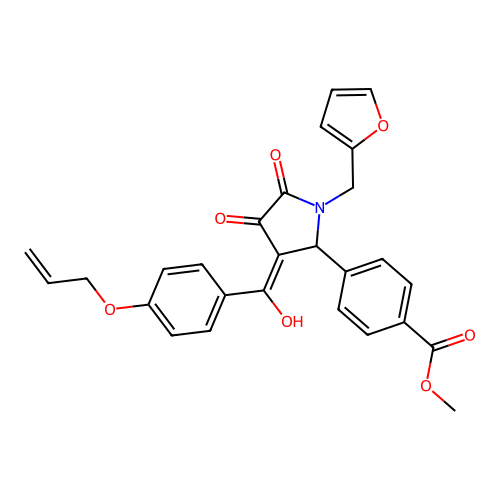 methyl 4-[1-(furan-2-ylmethyl)-3-[hydroxy-(4-prop-2-enoxyphenyl)methylidene]-4,5-dioxopyrrolidin-2-yl]benzoate structure