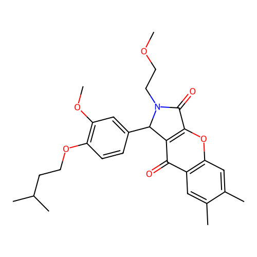 2-(2-methoxyethyl)-1-[3-methoxy-4-(3-methylbutoxy)phenyl]-6,7-dimethyl-1,2-dihydrochromeno[2,3-c]pyrrole-3,9-dione structure