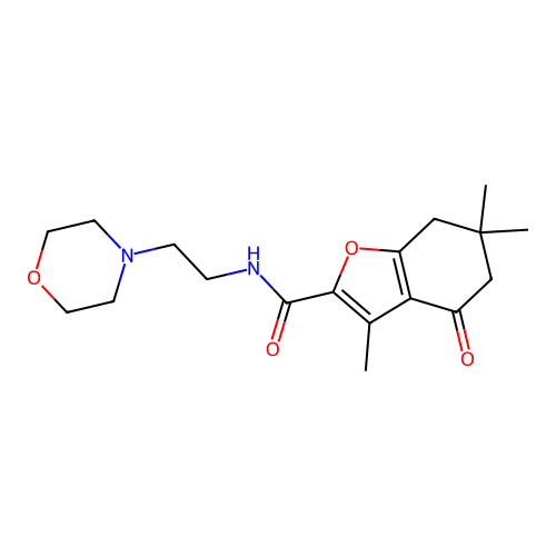3,6,6-trimethyl-N-[2-(morpholin-4-yl)ethyl]-4-oxo-4,5,6,7-tetrahydro-1-benzofuran-2-carboxamide structure