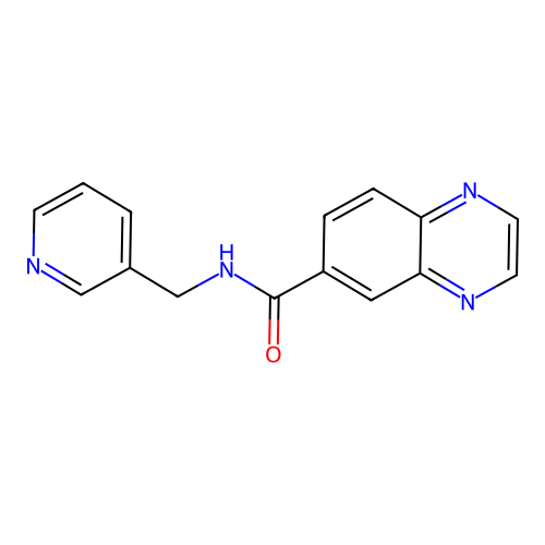 N-(pyridin-3-ylmethyl)quinoxaline-6-carboxamide structure