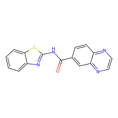 N-(1,3-benzothiazol-2-yl)quinoxaline-6-carboxamide structure