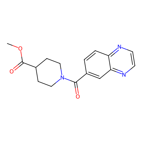 Methyl 1-(quinoxalin-6-ylcarbonyl)piperidine-4-carboxylate structure
