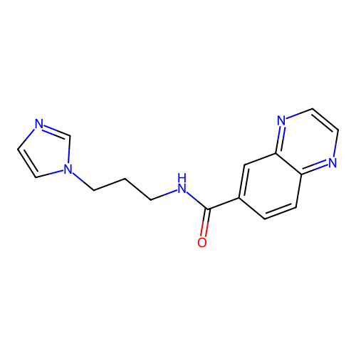 N-[3-(1H-imidazol-1-yl)propyl]quinoxaline-6-carboxamide structure