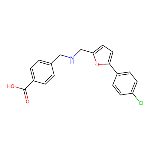4-[[[5-(4-Chlorophenyl)furan-2-yl]methylamino]methyl]benzoic acid structure