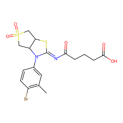 5-{[(2Z)-3-(4-bromo-3-methylphenyl)-5,5-dioxidotetrahydrothieno[3,4-d][1,3]thiazol-2(3H)-ylidene]amino}-5-oxopentanoic acid structure