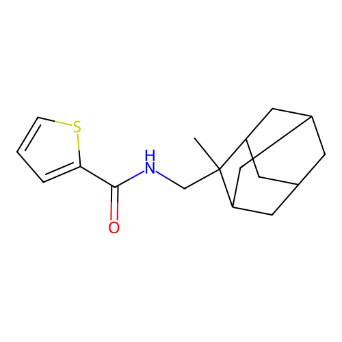 N-[(2-methyl-2-adamantyl)methyl]thiophene-2-carboxamide structure