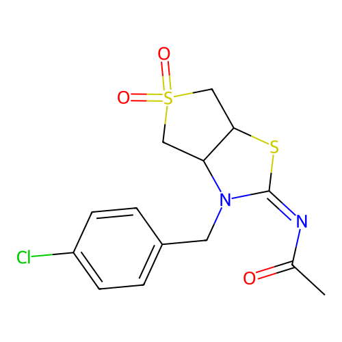 N-[(2E)-3-(4-chlorobenzyl)-5,5-dioxidotetrahydrothieno[3,4-d][1,3]thiazol-2(3H)-ylidene]acetamide structure
