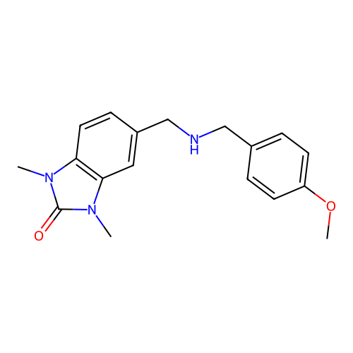 5-[(4-Methoxy-benzylamino)-methyl]-1,3-dimethyl-1,3-dihydro-benzoimidazol-2-one structure